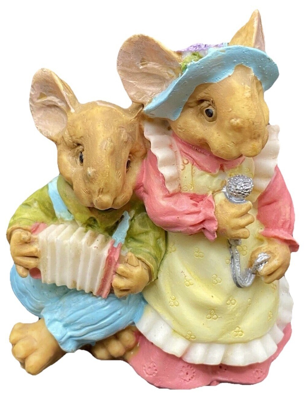 Ganz Little Cheesers Mouse Figurines Singing & Hugging Set of 2 Resin 1990’s